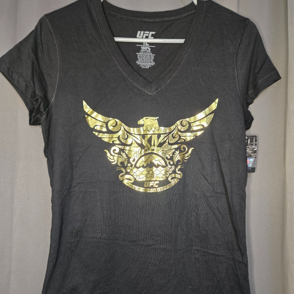 UFC SHIRT KHABIB RISING EAGLE FOIL BLACK SIZE L Women